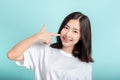 Dental braces of young asian woman wearing braces beauty smile with white teeth Royalty Free Stock Photo