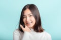 Dental braces of young asian woman wearing braces beauty smile with white teeth Royalty Free Stock Photo