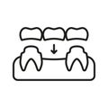 Dental Bridge Line Icon. Orthodontic Teeth Implant Linear Pictogram. Oral Care. Stomatology Prosthesis. Dentistry