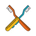 Dental brush and electric brush crossed symbol