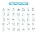 Dental business linear icons set. Braces, Teeth, Floss, Implants, Whitening, Oral, Hygiene line vector and concept signs Royalty Free Stock Photo