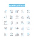 Dental business vector line icons set. Dentistry, Oral, Hygiene, Teeth, Orthodontics, Endodontics, Prosthodontics Royalty Free Stock Photo