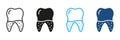 Dental Calculus Silhouette and Line Icons Set. Defective Teeth, Tartar Pictogram. Dentistry Sign. Dental Treatment