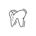 Dental calculus tooth icon. Simple line, outline vector of dentistry icons for ui and ux, website or mobile application