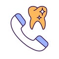 Dental On call Outline with Colors Fill Vector Icon that can easily edit or modify.