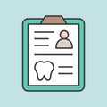 Dental card or patient medical records, dental related icon, filled outline