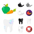 Dental care cartoon,black,flat,monochrome,outline icons in set collection for design. Care of teeth vector symbol stock Royalty Free Stock Photo