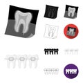 Dental care cartoon,black,flat,monochrome,outline icons in set collection for design. Care of teeth vector symbol stock Royalty Free Stock Photo