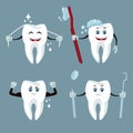 Dental care cartoons and icons Royalty Free Stock Photo