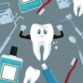 Dental care cartoons and icons Royalty Free Stock Photo