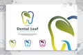 Dental care clinic logo vector design with modern color concept, illustration of digital healthy and medical dentist