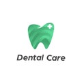 Dental care dentist logo with tooth teeth icon in modern cutout layered paper cut style vector