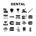 dental care dentist tooth implant icons set vector Royalty Free Stock Photo