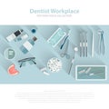 Dental care equipment symbols. Teeth dentistry care mouth health set with inspection dentist treatment . Vector