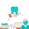 Dental care filled line icon, simple vector illustration