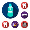 Dental care flat icons in set collection for design. Care of teeth vector symbol stock web illustration. Royalty Free Stock Photo