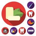 Dental care flat icons in set collection for design. Care of teeth vector symbol stock web illustration. Royalty Free Stock Photo