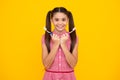 Dental care, hygiene and child. Teenage girl with toothbrush brushing teeth. Happy teenager, positive and smiling Royalty Free Stock Photo