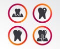 Dental care icons. Caries tooth and implant.