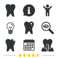 Dental care icons. Caries tooth and implant.