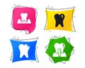 Dental care icons. Caries tooth and implant. Vector