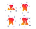 Dental care icons. Caries tooth and implant. Vector