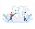 Dental care illustration.Doctor dentist and medical staff taking care about patients teeth. Professional teeth cleaning, oral Royalty Free Stock Photo