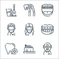 dental care line icons. linear set. quality vector line set such as old man, toothbrush, dental care, smile, dentist, dentist, Royalty Free Stock Photo