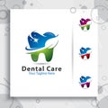 Dental care logo design with modern natural concept , sym