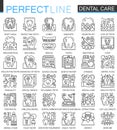 Dental care outline mini concept symbols. Modern stroke linear style illustrations set. Perfect thin line icons.