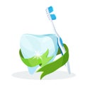 Dental care poster tooth with toothbrush on vector illustration