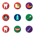 Dental care set icons in flat style. Big collection of dental care symbol Royalty Free Stock Photo