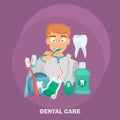 Dental care set icons for web and mobile design. Flat design Royalty Free Stock Photo