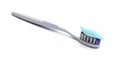 Dental care. Tooth paste on a toothbrush isolated on white background. 3d illustration Royalty Free Stock Photo