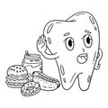 Dental Care Tooth Refusing Junk Food Isolated