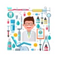 Dental care. Vector illustration in flat style. Royalty Free Stock Photo