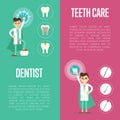 Dental care vertical banners with male dentist