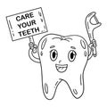 Dental Care Your Teeth Isolated Coloring Page