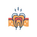 Dental caries icon. Tooth hole, damaged tooth enamel, toothache. Vector illustration