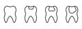 Dental Caries Process Line Icon Set. Dental Filling Sign. Orthodontic Teeth Problem. Tooth Disease Stages Linear