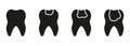 Dental Caries Process Silhouette Icon Set. Dental Filling Sign. Tooth Disease Stages Glyph Pictogram. Dentistry Solid