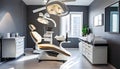 Dental chair in dental clinic office. Generated with AI Royalty Free Stock Photo