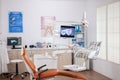 Dental chair and other accesorries used by dentist Royalty Free Stock Photo