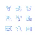 Dental check up gradient linear vector icons set