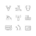 Dental check up linear icons set