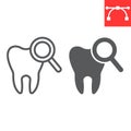 Dental checkup line and glyph icon, dental and stomatolgy, teeth check up sign vector graphics, editable stroke linear