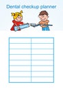 Dental checkup planner, funny vector illustration, girl and boy