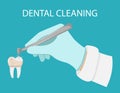 Dental cleaning of teeth. A gloved hand holds a dental polishing drill. Removal of Tartar and stains.Cleaning of dental calculus. Royalty Free Stock Photo