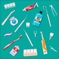 Dental cleaning tools. Oral care hygiene products