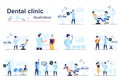 Dental clinic concept scenes seo with tiny people in flat design